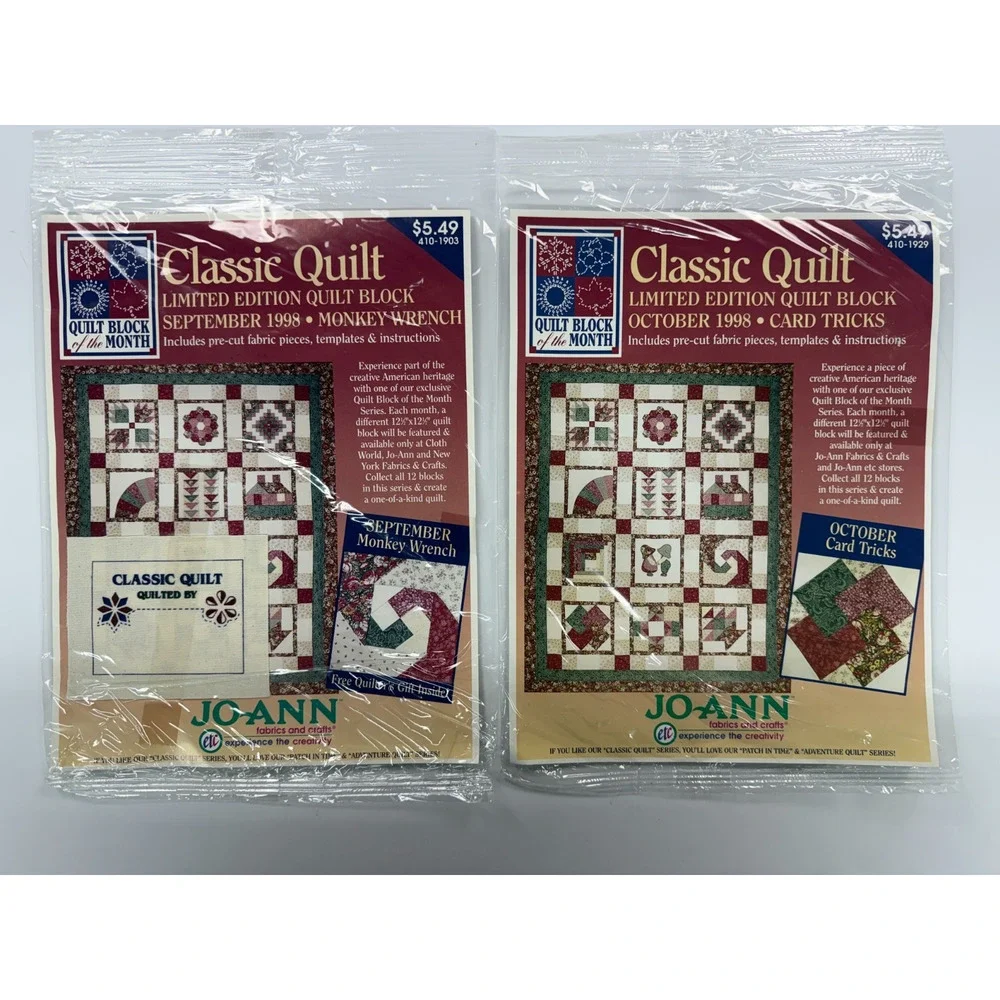 Classic Quilt Jo-Ann Quilt Block of the Month 1998 12 Month Set